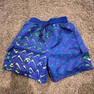 Nike Blue and Green Kids Swim Trunks Size Medium